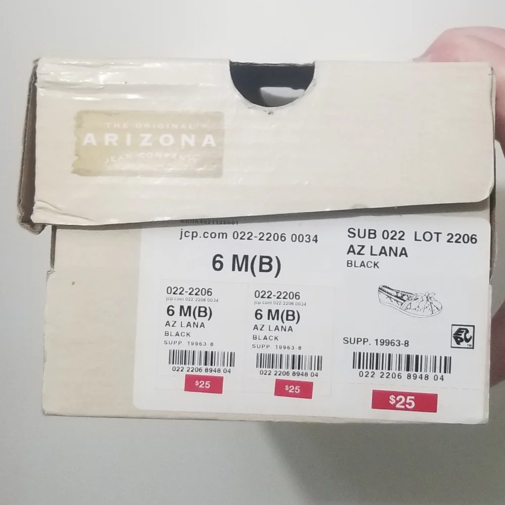 Color 2/2: VGUC 6M "Lana" peep toe black espadrille flats, & box - Picture 7 of 7